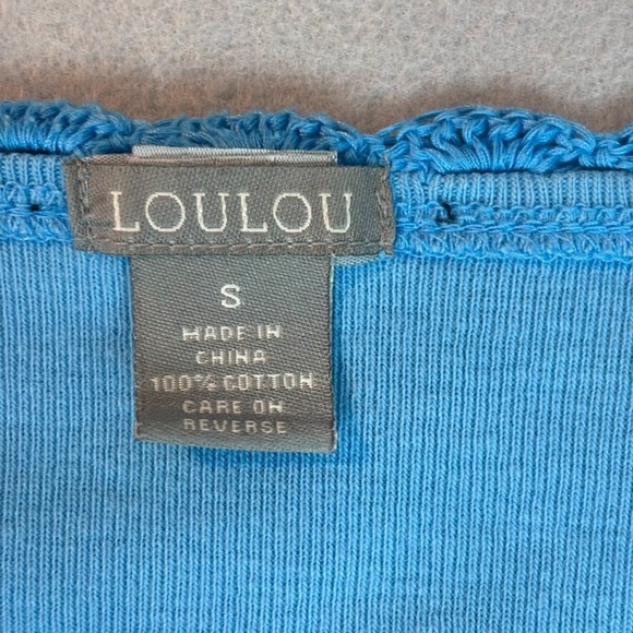Loulou Womens Baby Blue 100% Cotton cottagecore Cardigan Sz Small fairy ruffle - Picture 3 of 9